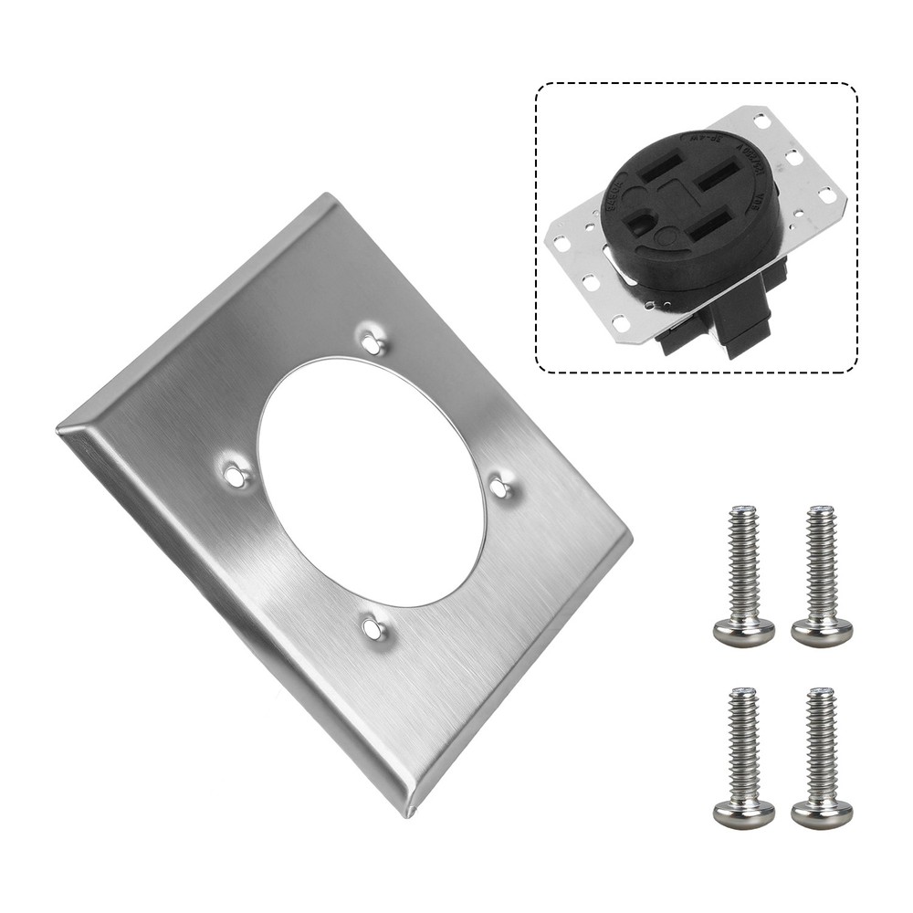 2 Gang Single Hole Receptacle Wall Plate and 4Screws for HBL9450A Hubbell 14-50R
