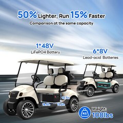 48V 100Ah LiFePO4 Golf Cart Battery 18A Charger Bluetooth Monitor Metal Case