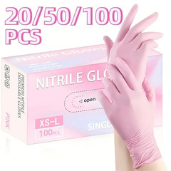 20/50/100PCS Pink Nitrile Gloves Household Cleaning Nitrile Gloves Kitchen Cooki