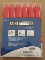 6 Pack of Skilcraft Oil-Based Paint Markers, Medium Bullet Tip, Red, Opaque
