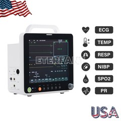 7/12.6inch Multi-parameter Patient Monitor Vital Signs ECG NIBP Spo2 TEMP RESP