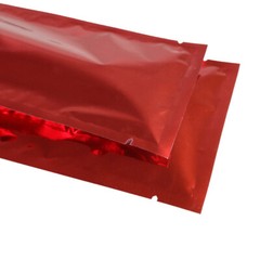 Flat Glossy Red Foil Open Top Mylar Sample Bags Pouches Variety Quantity Sizes