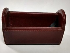 Desk Set 3 Piece ? FAUX LEATHER brown pen note pencil business card holders READ