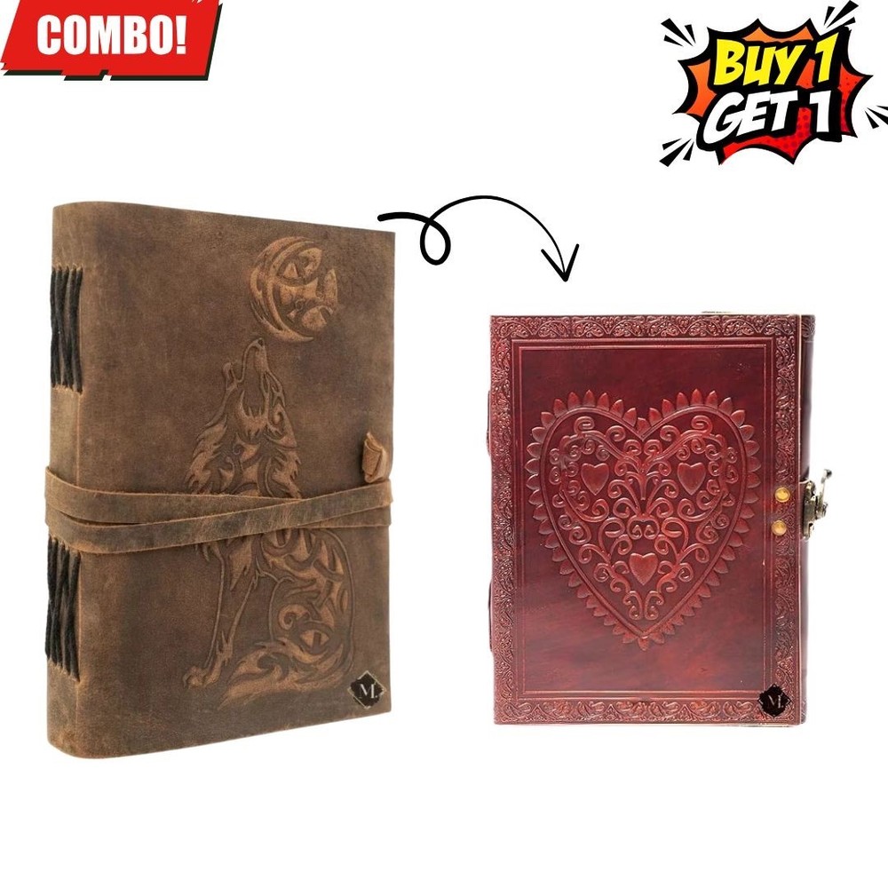 Handmade Leather Journal – 5x7Diary Sketchbook Notebook,200 Pages | B1 G1 Combo