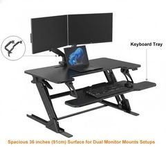 Standing Desk Converter 36 x 24 Inches – Height Adjustable Sit to Stand Riser…