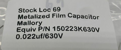Mallory 150M series metalized film capacitor axial lead 0.022uf/630V, 223K630