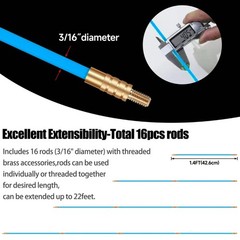 32.2FT Fiberglass Glow Rods for Wire Pulling – Electrical Cable Fishing Kit with