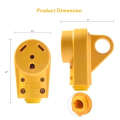 RV 30A Receptacle Female Plug Electrical Plug Replacement Cord Grip Handle 125V