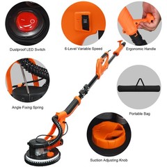 Electric Foldable Drywall Sander 6 Variable Speeds 750W with Vacuum & LED Lights