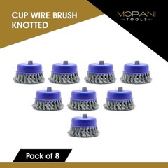 8 Pack Wire Cup Brush 4 Inch (4”) Twisted Knotted For Angle Grinder With 5/8″-11