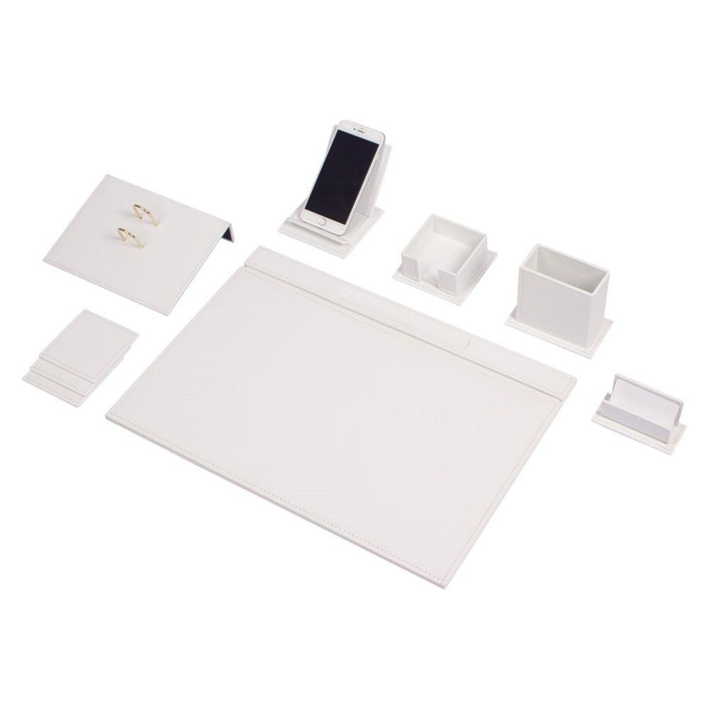 Vega Leather Desk Set with 9 Accessories- Desk Storage Organizer Set- 9 PCS