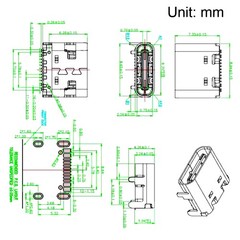 20Pack PCB USB Connector Type-C 3.1 16Pin Female Jack Fast Charging Socket