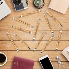 Fuutreo 100 Pcs Appreciation Gift Bulk Thank You Wood Pens Ballpoint Inspirat…
