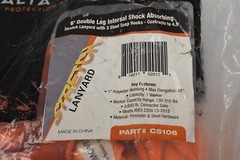 Double Leg Stretch Shock Absorbing Lanyard 3 Steel Snap Hooks 4.5′ – 6′ C5106