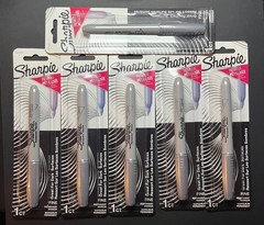 (6) Sharpie Silver Metallic Fine Point Permanent Marker Lot Office Desk Pen Tool