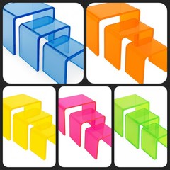 T’z Tagz Acrylic Risers – 3pc Set (3″, 4″, 5″) Colorful Tiered Display Stands