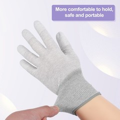 12 Set ESD Anti-Static Gloves Carbon Fiber Protective Glove Large Size Gray