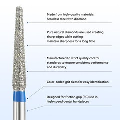 50Pcs Dental Diamond Burs FG Flat End Taper Friction Grip Burs 5Pcs/Box