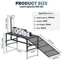 500lbs Livestock Trimming Stand w/ Ramp 47″ x 23″ Metal Livestock Trimming Stand