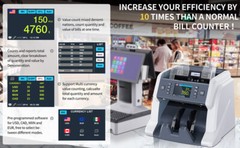 Ribao BC-40 Mixed Money Counter Bill Counter Value Counter (USD-CAD-MXN-EURO)