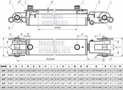 Hydraulic Cylinder Welded Double Acting 4″ Bore 16″ Stroke Clevis End 4×16 NEW