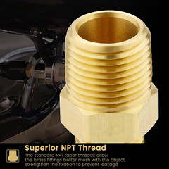 3/8 NPT X 1/4 NPT Male Solid Brass Hex Nipples, Heavy Brass Pipe Adapter Fitting