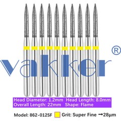 10pc Dental Diamond Burs for HighSpeed Handpiece Medium Super Fine Friction Grip