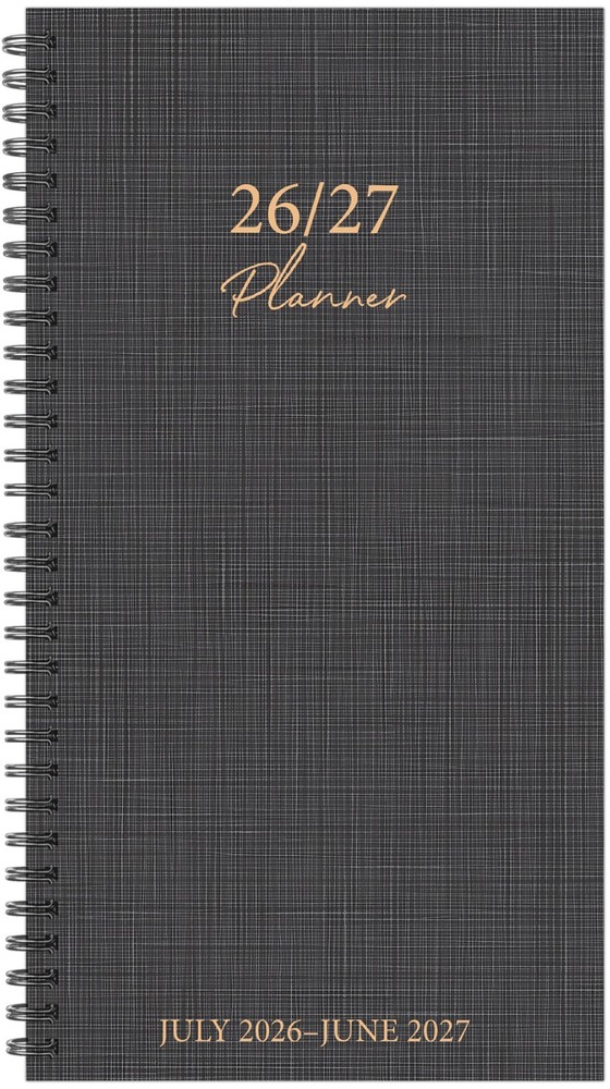 Graphite Grid AY July 2026-June 2027 3.5″ x 6.5″ Softcover Weekly Spiral Planner