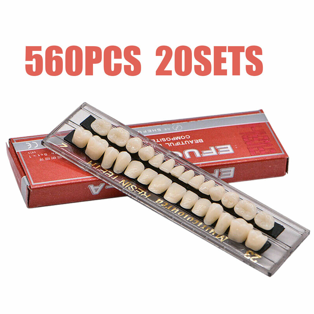 560pc 20Sets Denture 23# Shade A2 Acrylic Resin Teeth Upper Lower Dental NEW