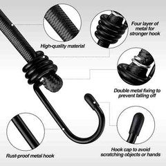 8mm HEAVY DUTY BLACK MARINE GRADE BUNGEE CORD Tarp Tie Down Strap 12-20-24-30-40