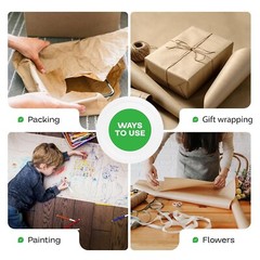 18″ x 14400″ 1200 ft Large Brown Kraft Paper Roll for Packing – Perfect Natur…