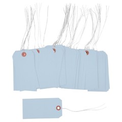 100 pcs of 4 3/4″ x 2 3/8″ Baby Light Blue Cardstock Hang Tags with Wire Size 5