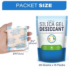 LotFancy 15 Packs 20Gram Silica Gel Desiccant Packets, Non-Toxic Food Safe Moist