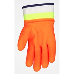 CHEMICAL RESISTANT GLOVES DOUBLE DIPPED RUBBER WORK GLOVES HI-VIS ORANGE, LARGE