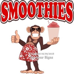 Smoothies DECAL (Choose Your Size) Monkey Concession Food Truck Vinyl Sticker