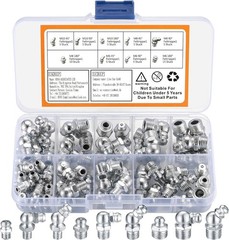 Metric Grease Fittings Kit, 60 Pcs Hydraulic Grease Zerk Assortment Kit