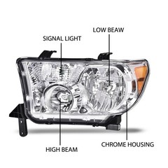 Front Headlight Pair Toyota Tundra 2007-2013 Sequoia 2008-2017 811100C051