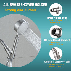 All Metal Handheld Shower Head Holder Brass Pivot Ball Joint Brushed Nickel