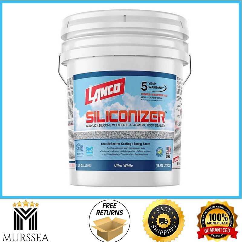 Siliconizer 5 Gal Acrylic Elastomeric White Reflective Roof Sealer Coating