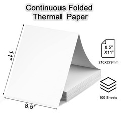 Thermal Printer Paper 8.5 x 11 100 Sheets, 100 Sheets/Continuous Folding