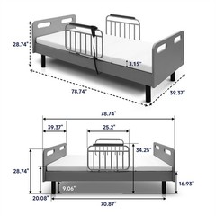 Electric Adjustable Hospital Bed for Home Use w/Wired Remote Control Memory Foam