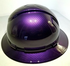 Hard Hat FULL BRIM custom hydro dipped , OSHA MOPAR PLUM CRAZY CARBON FIBER