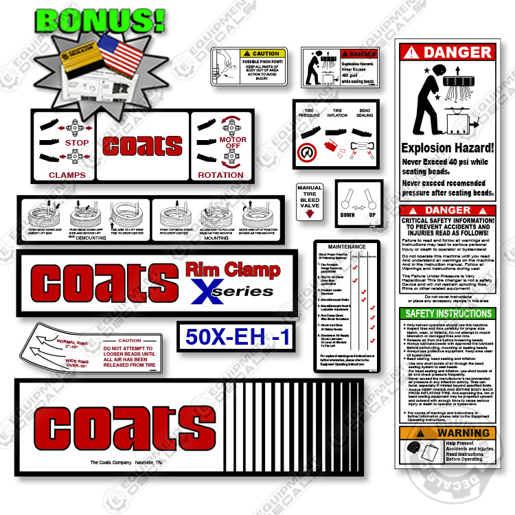 Fits Coats 50X-EH-1 Decal Kit Rim Clamp – 7 YEAR OUTDOOR 3M VINYL! +BONUS!