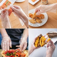 500/100Pcs Disposable Gloves Food Grade Plastic Transparent Gloves for Restauran