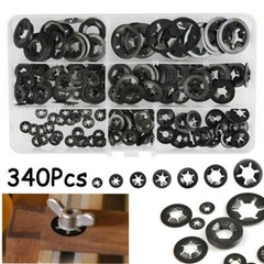 340pcs Internal Tooth Star Lock Spring Quick Washer Push On Speed Nut Assortment
