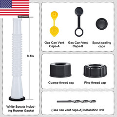 Gas Can Spout Replacement Kit, Gas Can Nozzle Replacement (2 Kit-White) All Gask