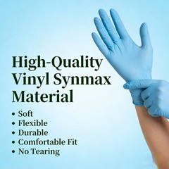 Blue Vinyl Synmax Exam Gloves Latex Free Powder Free Disposable Gloves 100pcs