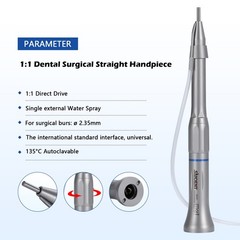 Dental Surgical Straight Cone Handpiece 1:1 Micro Surgery external Water Spray