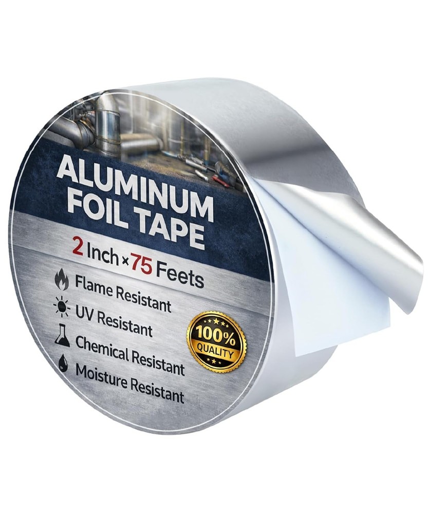 Bates- Aluminum Foil Tape, 2 Inch x 25 Yard, 3.6 Mil, HVAC Heat Tape for Ductwor