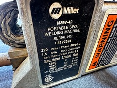 Miller MSW-42 220V Portable Spot Welder with 12″ Tongs, 220V Plugin
